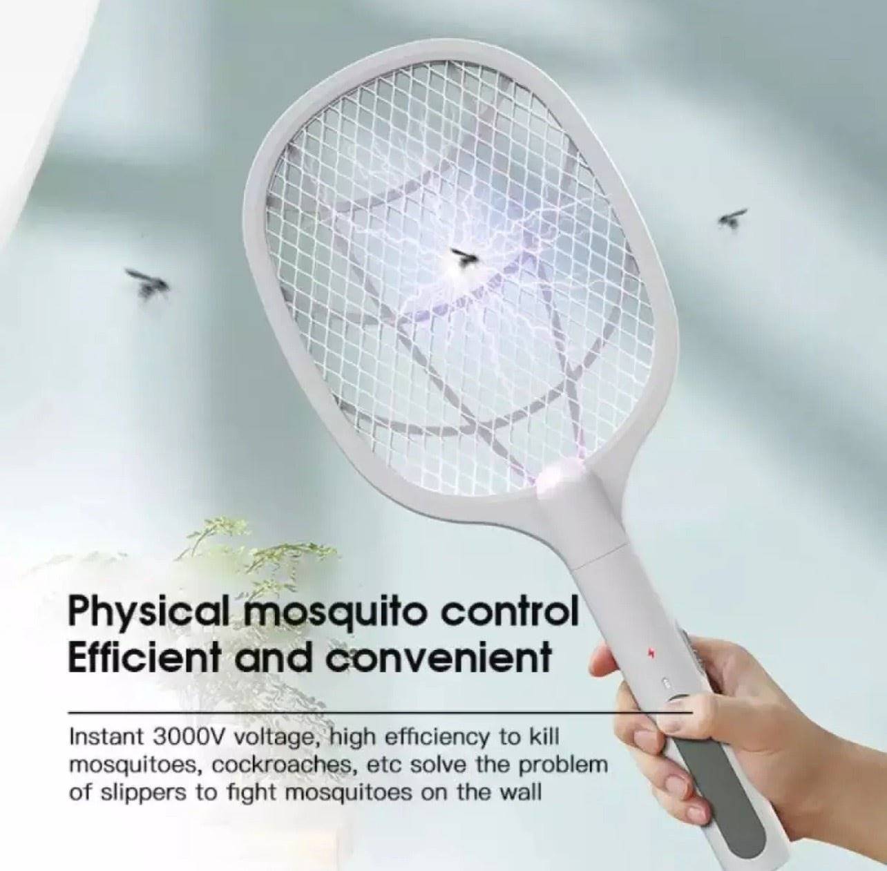 Innovative Rechargeable 2-in-1 Mosquito Racket with Night Lamp & stand
